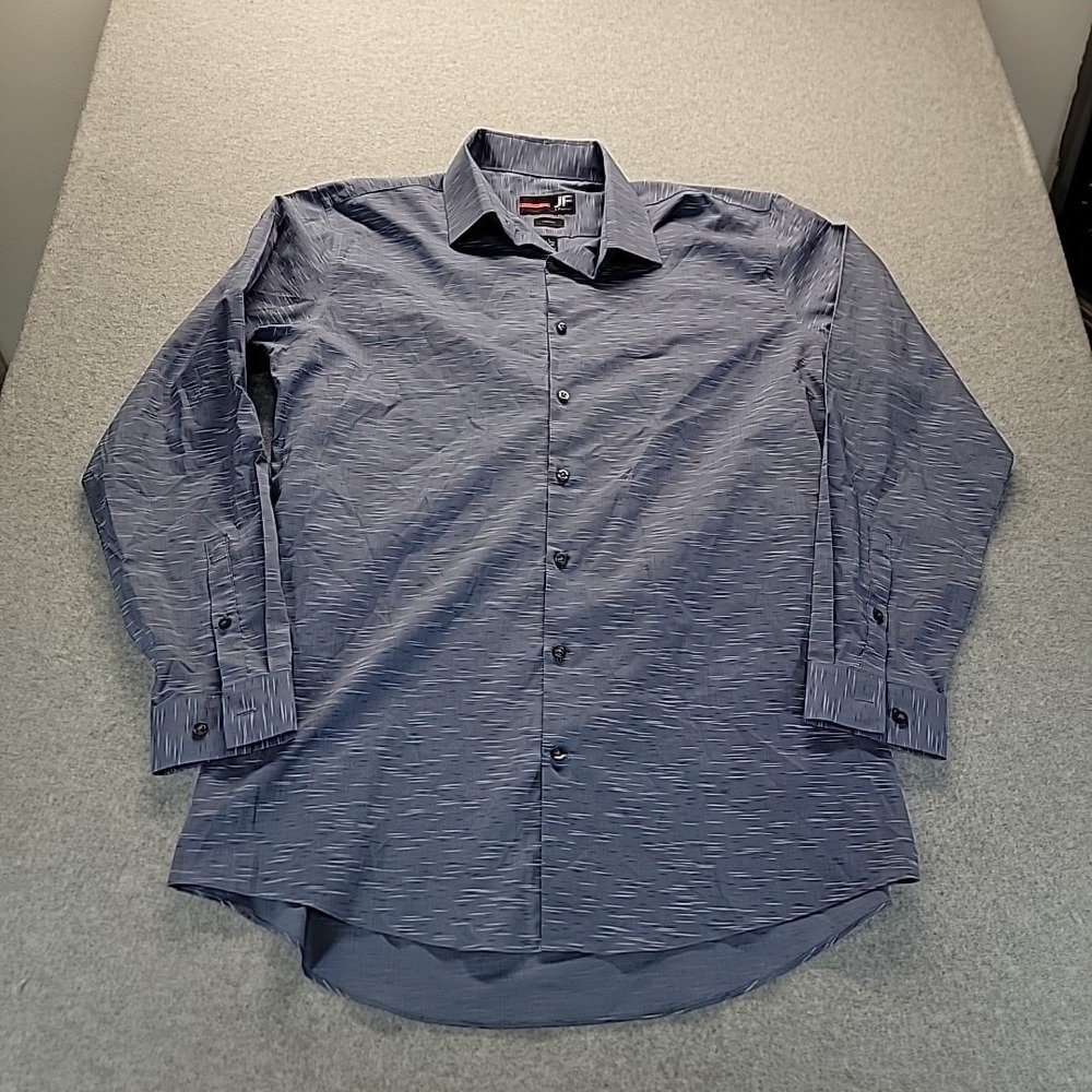 J Ferrar‎ Men's Shirt 16-16.5 Blue Slim Fit Stretch Long Sleeve Button Down